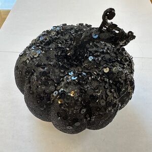 Black Sequins Glitter Sparkle Pumpkin Decor Fall Halloween